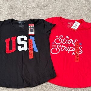 Women's USA and Stars & Stripes Short Sleeve Tees - Black and Red